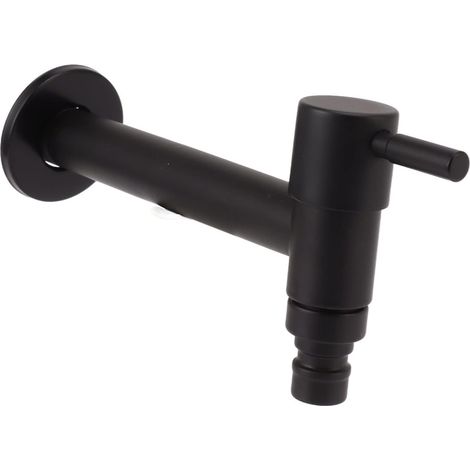 Robinet lave-linge, G1/2, inox 304, noir, mural, eau froide (1/5)