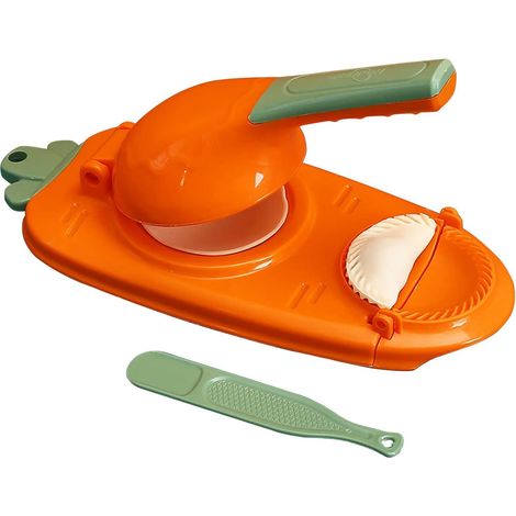 Set 2 in 1 per pressare la pasta e preparare ravioli, utensili manuali multifunzionali per pasticceria (arancione) (1/5)