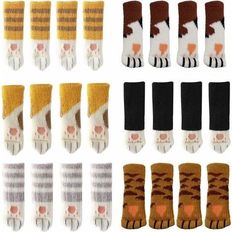 24 Cute Cat Paw Chair Socks, Chair Leg Covers, Floor Protectors, Anti-Scratch, Anti-Noise, 24PCS (6 sets)-LIAIKI (1/5)