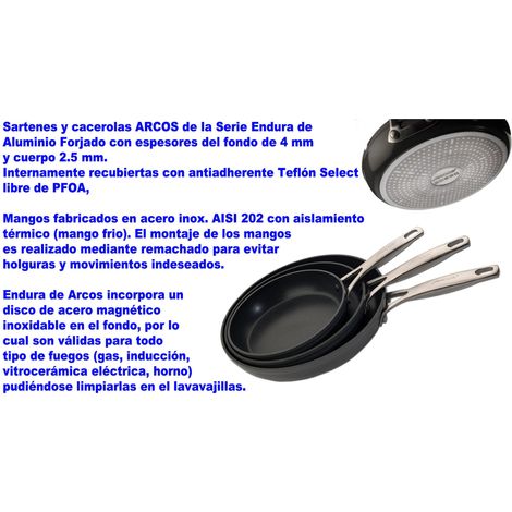 baja arcos endura 696100 sarten 24 cm aluminio forjado m-inox