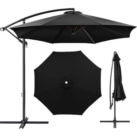 Umbrella Cloth Replacement Parasol Canopy, 7ft/9ft/10ft Garden Cover, Washable Patio Canopy(Red,9ft 8Ribs)(Black,10ft 8Ribs) (1/5)