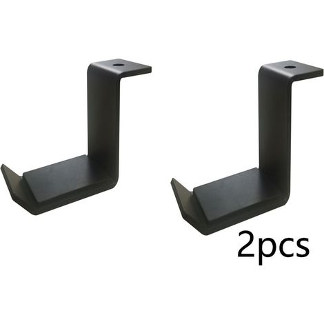Headphone Wall Mount Aluminum Headset Holder, Gaming Headset Headphone Hook Holder, Headphone Stand Hanger Wall Mount Under Desk for All Headphones Size (2pcs Black) (1/3)