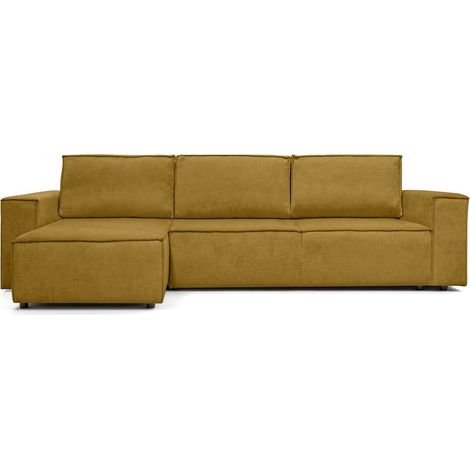 Canapé d'angle convertible réversible 5 places avec coffre de rangement en tissu chenille bronze - Harper (1/5)