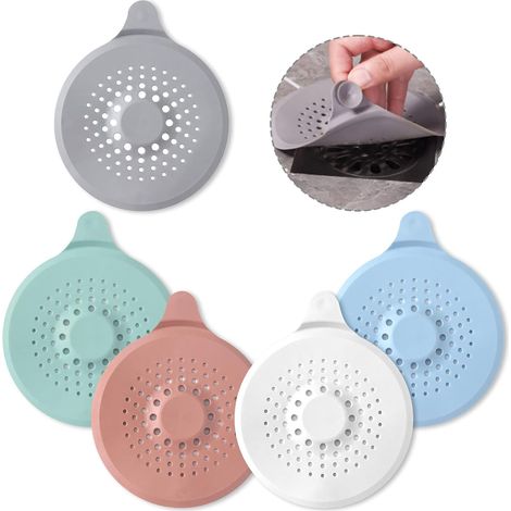 Lot de 5 couvercles de bonde en silicone avec ventouse, panier d'évier