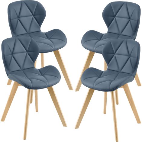 Esszimmerstuhl Älmhult 4-er Set 78x47x52 cm Kunstleder Blau [en.casa]