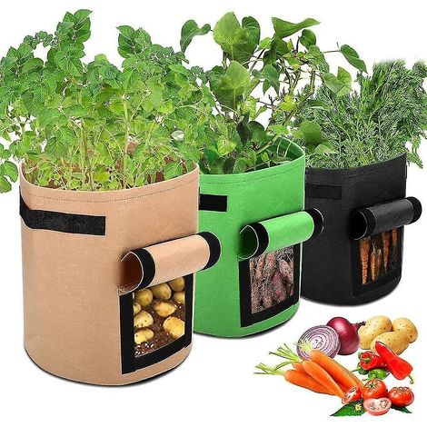 Lot de 5 sacs de culture pour légumes, pots de plantation latéraux respirants pour pommes de terre, tomates, carottes, 1 gallon (1/5)