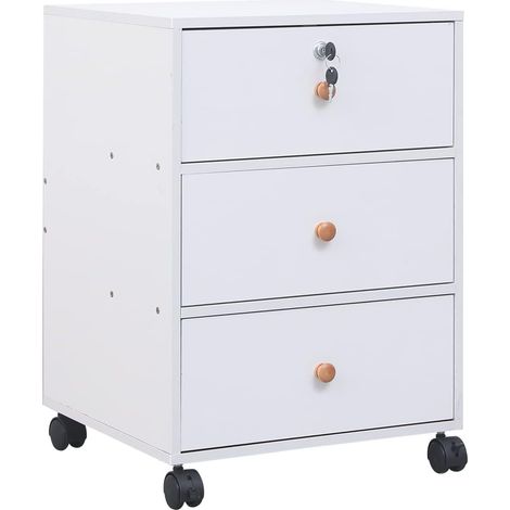 Bedside Drawers with Wheels, 40 cm File Cabinet with 3 Drawers under Desk Storage Unit, Filing Cabinet Pedestal on Casters, also as Printer Table and Nightstand (W40 cm, Warm White) (1/5)