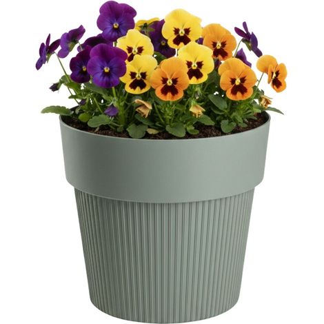 SILVA LINE Recycling-Blumentopf, graugrün, H 13,8 x 16 cm
