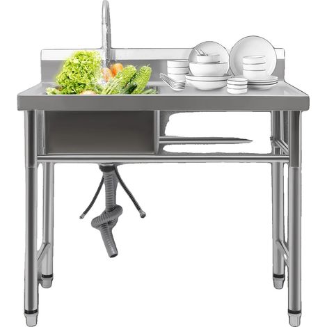 Fregadero de cocina independiente, grifo giratorio de 360°, color plata. (1/2)