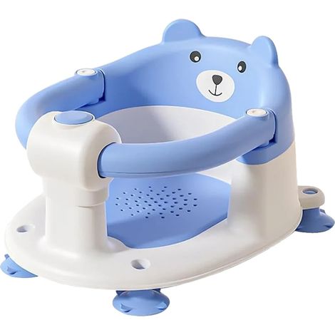 Sedia da bagno per neonati, pieghevole, con base antiscivolo, blu (1/2)