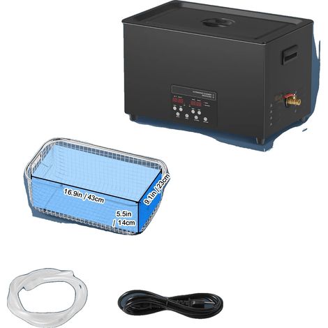Limpiador ultrasónico, capacidad de 30 L, frecuencia de 40 kHz, acero negro de 30 L, enchufe europeo de 220 V-240 V. (1/2)