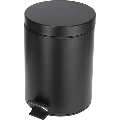 Croydex Soft Close Matt Black Bin, Bathroom Waste Rubbish Bin (1/6)