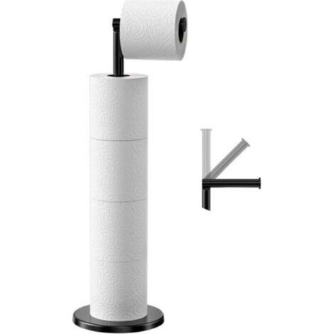 Porte Papier Toilette sur Pied, Distributeur de Papier Toilette en Acier Inoxydable, Support Porte-Papier Hygiénique Dérouleur avec Base Lourde, Anti-Rouille Porte-Rouleau Toilette (Noir)