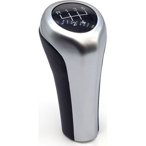 Lntyq Pommeau de levier de vitesses compatible avec BMW Série 1 3 5 6 E30 E32 E34 E36 E38 E39 E46 E53 E60 E61 E63 E81 E82 E83 E84 E87 E90 E91 E92 X1 X3 X5 - Fibre blanche 6 vitesses