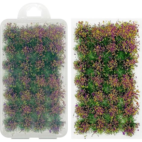 Statiques Herbe Toufts, Pourpre Flower Grass Tufts Touffe d'herbe Statique Herbe Artificielle Modèle pour Paysage, Train, Sable, Disposition Militaire (1/5)