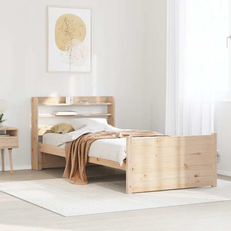 Estructura de cama con cabecero madera maciza pino 75x190 cm (1/5)