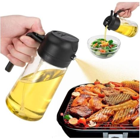 2-in-1 kitchen oil sprayer, 470ml oil sprayer, kitchen oil sprayer, can spray or pour oil, (black) (1/5)