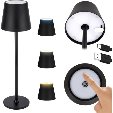 Kabellose LED-Tischleuchte mit 3 Modi, Touch-Funktion, Nachttischlampe für Schlafzimmer, USB-C