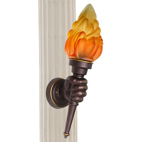 Lampes torches murales, Lampe torche créative avec flamme Applique murale de chevet de chambre à coucher en verre nordique Luminaires muraux industriels vintage (1/5)