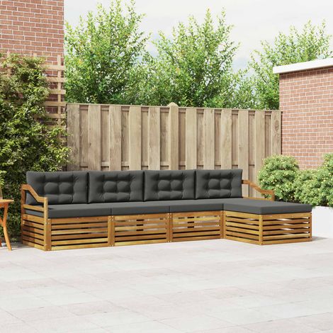 vidaXL Outdoor-Sofagarnitur mit Kissen 5 pcs Natur und Anthrazit (1/5)