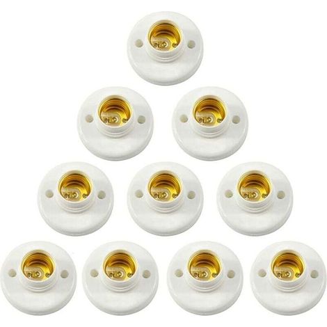Lot de 10 douilles à vis en plastique pour culot E27, douille LED, support mural, adaptateur convertisseur E27, douille à vis ronde en plastique