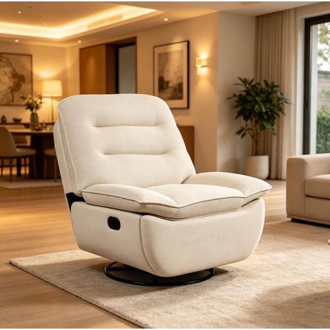 Drehbarer Relaxsessel mit Fußstütze, beige HAVRYA (1/5)