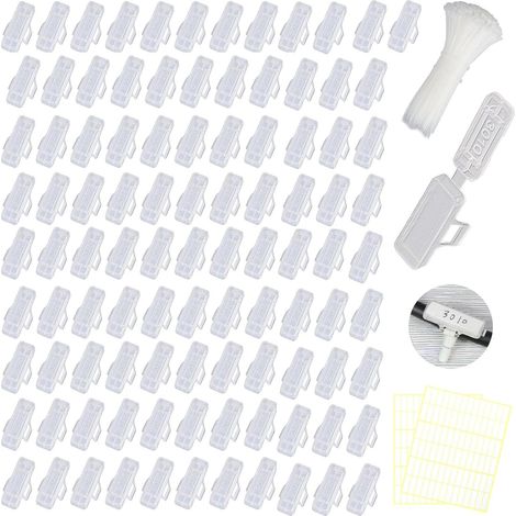 100 Pièces Etiquette Cable, étiquettes marque cable, Transparent étiquette pour cable en Plastique Boîte Étiquettes de Câbles, Contient 100 etiquette de cable electrique,100 colliers et 168 Étiquettes (1/5)