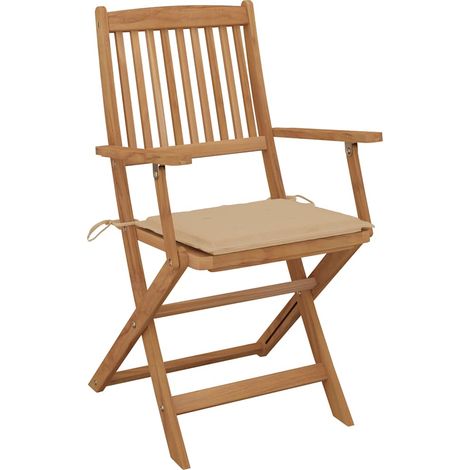 Maison Exclusive - Sedie da Giardino Pieghevoli 4 pz con Cuscini Massello Acacia