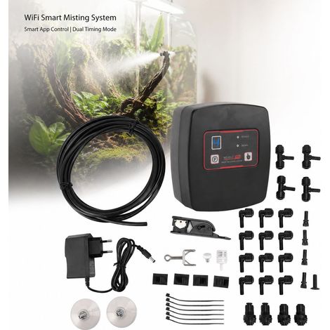 Système de brumisation - Reptile Mister - Minuteur WiFi, 4 Buses, ABS, 12V, Kit Complet pour Terrarium et Plantes Tropicales (1/5)