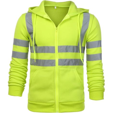 Sweat et capucin sécurité zippé, veste de travail réfléchissante, veste thermique en polaire chaude-vert-3XL-RAPANDA (1/5)