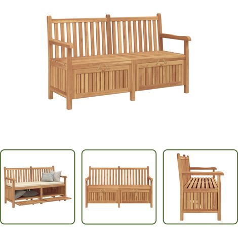 Banc extérieur -  banc avec stockage Marron 150 x 60 x 90 cm Bois de teck massif (1/5)
