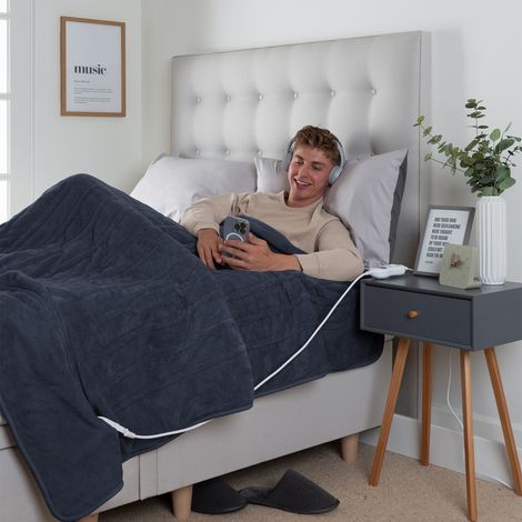 Slumberdown Comfy Hugs Heated Throw, Indigo Blue