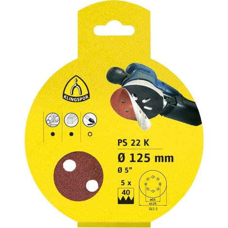 DISCO DE LIJA 125 mm P120 8 agujeros VELCRO 5 uds.