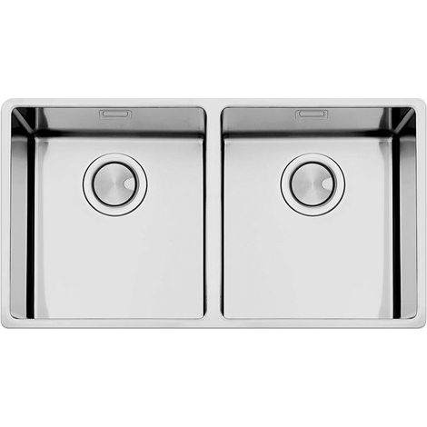Apell FEM3434UBC Ferrara Plus Lavello Sottopiano 2 Vasche Acciaio Inox Spazzolato (80.2x47.2x20 cm) colore Acciaio inossidabile