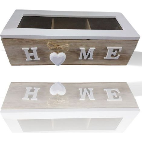 TrAdE Shop Traesio - Porta Oggetti Mini Vetrinetta 3 Scomparti Legno Country Chic Arredamento -