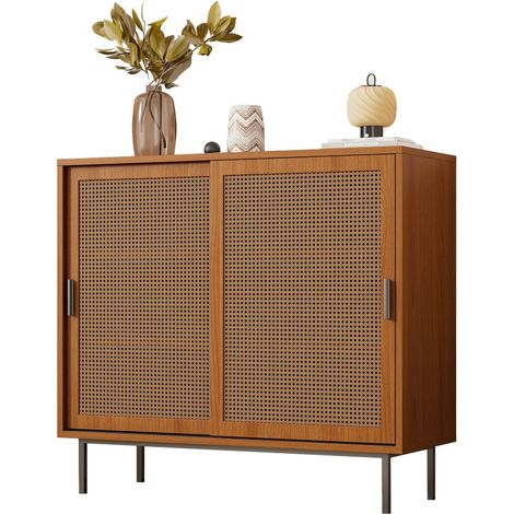 Buffet et enfilade - Armoire rangement 2 portes coulissantes - Etagère réglable - Meuble style campagne salon - 100x37x90cm (1/5)