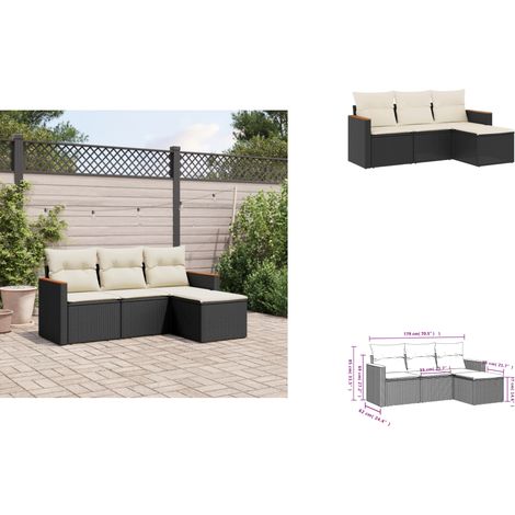Salon de jardin 4 pcs avec coussins noir résine tressée - Ensemble Salon De Jardin - Salon De Jardin Extérieur - Meuble De Jardin - Canapé De Jardin - Résine Tressée (1/3)