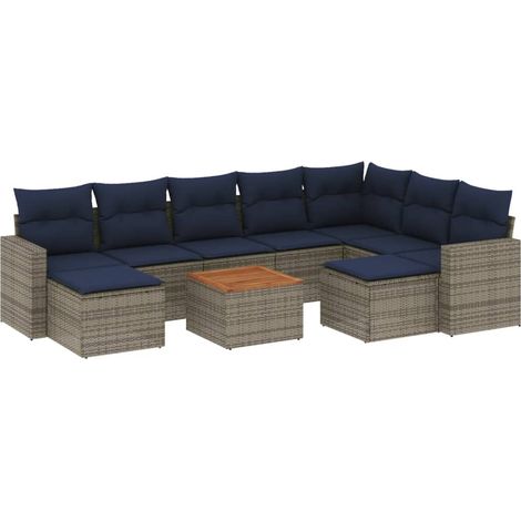 Maison Exclusive - 10-teiliges Gartensofa-Set mit Kissen, grau, P