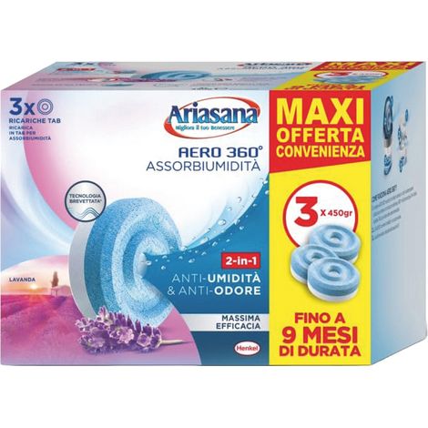 Ricarica per Deumidificatore Henkel Ariasana Aero 360 Lavanda 3 Pezzi x 450