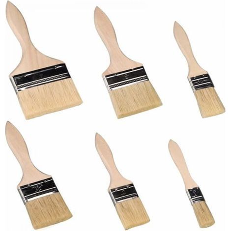 Pinceaux Peinture Mur,Pinceau Plat, Pinceaux 6 Pièces, Pinceaux Professionnels Manche en Bois Peinture Brosses Pinceaux de Poils Naturels Adapté Aux Murs, Aux Meubles, Aux Volets (1/5)