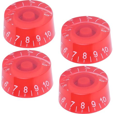 Bouton de volume guitare électrique x4, potard acrylique rouge et blanc, pièce de rechange pour potentiomètre, accessoire manche guitare (1/5)