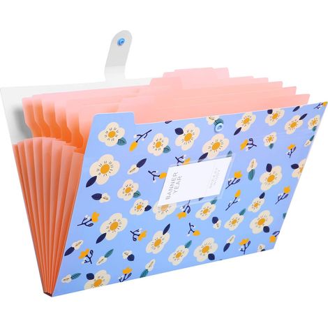 Dossier Pliable - 6 Poches - Format A4 - Fermeture Par Bouton Pression - Rose (1/5)
