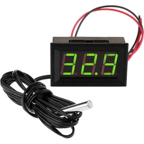 Thermomètre Numérique 12V Mini Température Tester avec Sonde étanche Digital Temperature Meter Gauge, Vert (1/5)