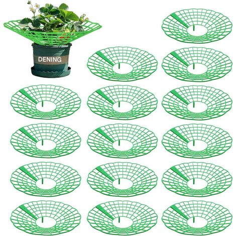 Plantenrekken - 15 Unidades - Soportes Para Fresas - Ángulo Inclinado 45° - Resistente al Agua - Para Jardín y Balcón - Plástico - 26,8 x 26,8 x 8,4 cm (1/5)