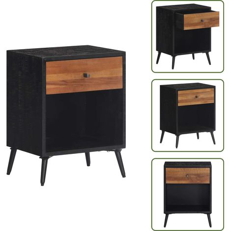 The Living Store Table de chevet 40x30x50 cm bois massif de teck - Table De Chevet - Meuble De Chambre - Table Nuit - Commode - Mobilier En Teck (1/5)