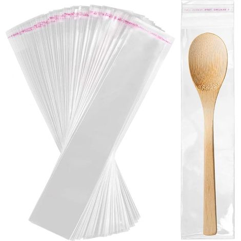 Lot de 100 sachets transparents autocollants - 25 x 5 cm - Fermeture adhésive Idéal pour bonbons, porte-clés, montre, épingle à cheveux, collier