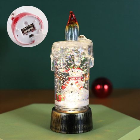 Boule Lumineuse De Noël - Boule À Liquide Avec Paillettes - Arbre De Noël Père Noël Bonhomme De Neige - Lampe De Bureau Festive - 13x5x5 cm - 1 Pièce (1/5)