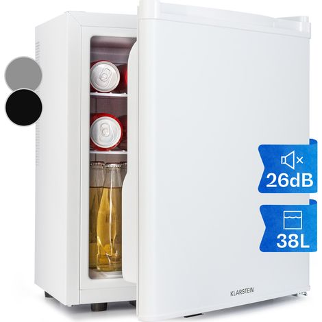 Klarstein Mini Frigo de Chambre de 38L pour Boissons et Bieres, Petit Frigo Silencieux, Mini Bar Intérieur/Ext, Petit Refrigerateur Camping, Stockage de Vins, Cosmetique, Étagères Réglables, 6-18°C (1/5)