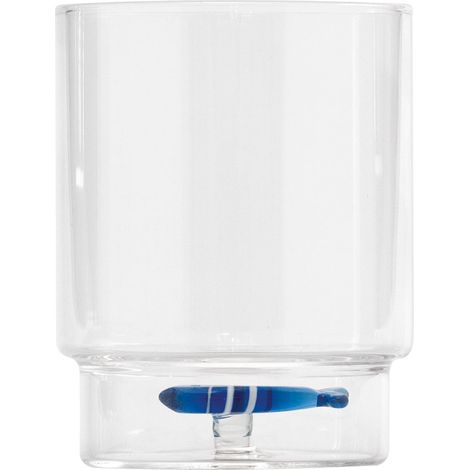 Zafferano Set 6 Bicchieri Teca Tumbler Collezione Mare Decoro Sardina in Vetro Borosilicato Lavorati a Mano Alta Resistenza Design Impilabile