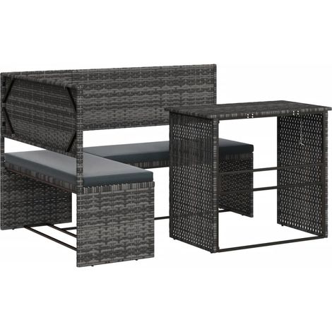 Maison Exclusive - Gartensofa in L-Form mit Tisch und Kissen Grau